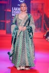 Buy_Itrh_Green Brocade, Lycra Mirrors Vaidurya Work Anarkali Set With Jaal Dupatta _at_Aza_Fashions