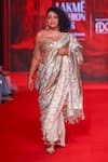 Buy_Itrh_Rose Gold Chanderi Zari, Mirrors, Tarakini Lampi Saree With Corset Blouse _at_Aza_Fashions