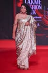 Buy_Itrh_Rose Gold Chanderi Zari, Mirrors, Tarakini Lampi Saree With Corset Blouse _Online_at_Aza_Fashions