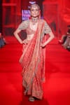 Buy_Itrh_Red Silk, Net, Shantoon Embroidery, Mirrors Agni Jamawaar Saree With Blouse _at_Aza_Fashions