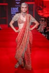 Shop_Itrh_Red Silk, Net, Shantoon Embroidery, Mirrors Agni Jamawaar Saree With Blouse _at_Aza_Fashions