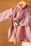 Shop_Casa Ninos_Pink Tissue Rose Angrakha Kurta Set _Online_at_Aza_Fashions