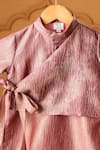 Casa Ninos_Pink Tissue Rose Angrakha Kurta Set _at_Aza_Fashions