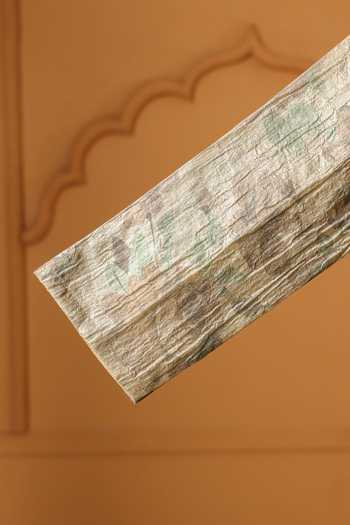 Casa Ninos_Gold Tissue Olive Grove Floral Pattern Kurta Pant Set _Online_at_Aza_Fashions
