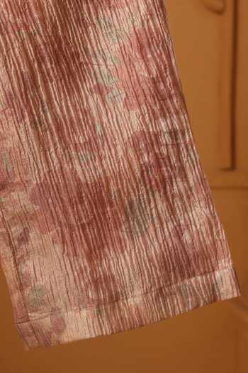 Shop_Casa Ninos_Peach Tissue Mirrors, Tassels, Fringe Noor Blush Kurta Palazzo Set _Online_at_Aza_Fashions