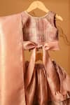 Casa Ninos_Peach Tissue Tassels Blush Pink Reversible Bow Lehenga Set _Online_at_Aza_Fashions