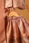 Casa Ninos_Peach Tissue Tassels Blush Pink Reversible Bow Lehenga Set _at_Aza_Fashions