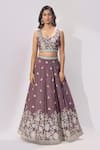 Buy_Samyukta Singhania_Purple Tissue Embroidery, Sequins, Zari, Stones Sweetheart Neck Lehenga Set _Online_at_Aza_Fashions