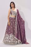 Samyukta Singhania_Purple Tissue Embroidery, Sequins, Zari, Stones Sweetheart Neck Lehenga Set _at_Aza_Fashions