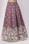 Samyukta Singhania_Purple Tissue Embroidery, Sequins, Zari, Stones Sweetheart Neck Lehenga Set _Online_at_Aza_Fashions