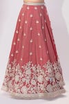 Samyukta Singhania_Rose Gold Tissue Embroidery, Sequins, Stones Sweetheart Neck Floral Lehenga Set _Online_at_Aza_Fashions