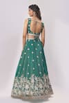 Shop_Samyukta Singhania_Green Tissue Embroidery, Sequins, Zari, Stones Sweetheart Neck Lehenga Set _at_Aza_Fashions