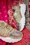 Buy_Chal Jooti_Gold Swarn Mahal Floral Patchwork Sneakers _Online_at_Aza_Fashions