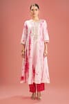 Samyukta Singhania_Fuchsia Silk, Shantoon, Embroidery, Shibori Pattern Kurta Set _Online_at_Aza_Fashions