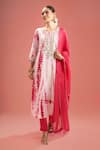 Buy_Samyukta Singhania_Fuchsia Silk, Shantoon, Embroidery, Shibori Pattern Kurta Set _at_Aza_Fashions