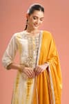Samyukta Singhania_Off White Silk, Gota Patti, Shibori Embroidered Kurta Set _Online_at_Aza_Fashions