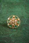 Buy_Kaari_Green Stones, Kamya Polki Ring _at_Aza_Fashions