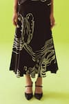 Esha Arora_Black Silk, Organza Round Neck Printed Top Skirt Set _Online_at_Aza_Fashions