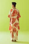 Shop_Esha Arora_Orange Split V-neck Printed Cotton Silk Tunic And Pant Set _at_Aza_Fashions