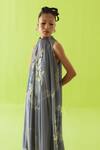 Esha Arora Blue Crepe Halter , High Printed Dress at Aza Fashions Esha Arora_Blue Crepe Halter , High Printed Dress _at_Aza_Fashions