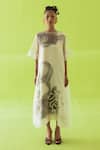 Buy Esha Arora Beige Silk, Cotton, Organza Round Neck Printed Midi Sheer Dress at Aza Fashions Buy_Esha Arora_Beige Silk, Cotton, Organza Round Neck Printed Midi Sheer Dress _at_Aza_Fashions