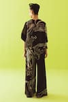 Shop_Esha Arora_Black Round Neck Sheer Abstract Printed Top And Palazzo Set _at_Aza_Fashions