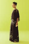 Buy_Esha Arora_Black Round Neck Sheer Abstract Printed Top And Palazzo Set _Online_at_Aza_Fashions