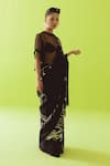 Buy_Esha Arora_Black Silk, Cotton, Organza High Neck Abstract Pattern Saree With Blouse _Online_at_Aza_Fashions
