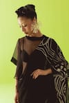 Shop_Esha Arora_Black Silk, Cotton, Organza High Neck Abstract Pattern Saree With Blouse _Online_at_Aza_Fashions