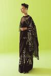 Esha Arora_Black Silk, Cotton, Organza High Neck Abstract Pattern Saree With Blouse _at_Aza_Fashions