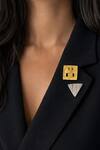 Buy_Hetal Shah_Gold Square And Triangle Set Of 2 Brooches _at_Aza_Fashions