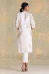 Shop_Kaveri_Off White Linen Lace Mandarin Collar Botanique Kurta _at_Aza_Fashions