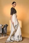 Masaba_Ivory Silk Sequins, Tropical Nandi Print Saree With Unstitched Blouse Piece _at_Aza_Fashions