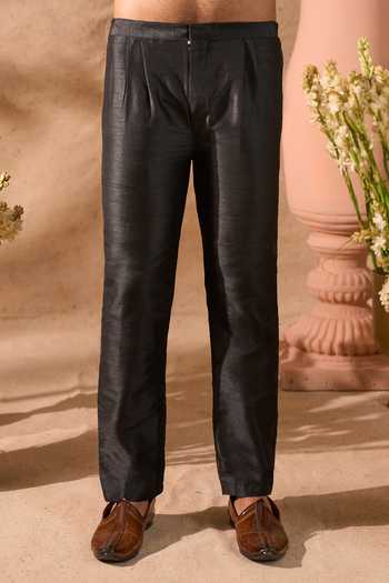 Buy_Arihant Rai Sinha_Black Silk Embroidery Art Sherwani Set 