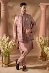 Buy_Arihant Rai Sinha_Pink Silk Embroidery Nehru Jacket And Kurta Set _at_Aza_Fashions