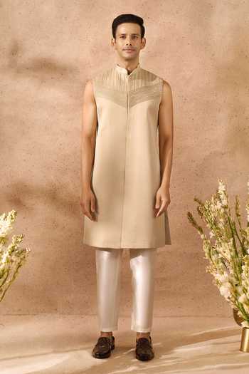 Buy_Arihant Rai Sinha_Multi Color Silk Embroidery Sherwani Jacket Set _Online_at_Aza_Fashions