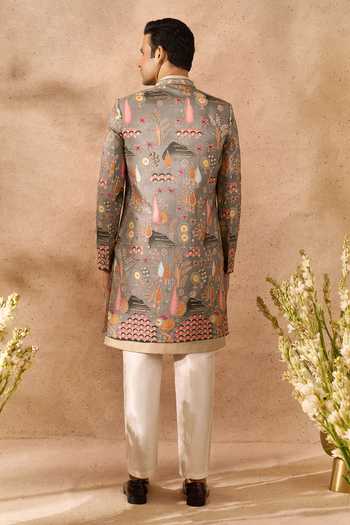 Arihant Rai Sinha_Multi Color Silk Embroidery Sherwani Jacket Set _Online_at_Aza_Fashions