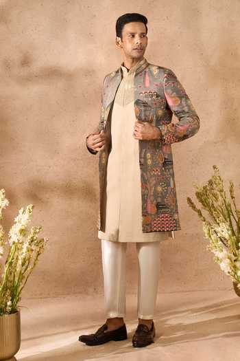 Buy_Arihant Rai Sinha_Multi Color Silk Embroidery Sherwani Jacket Set 