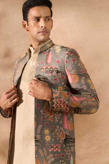 Buy_Arihant Rai Sinha_Multi Color Silk Embroidery Sherwani Jacket Set _Online