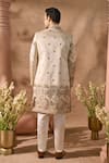 Arihant Rai Sinha_Beige Silk Embroidery Art Sherwani Set _Online_at_Aza_Fashions