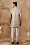 Arihant Rai Sinha_Grey Silk, Dupion Embroidery Floral Pattern Sherwani Set _Online_at_Aza_Fashions