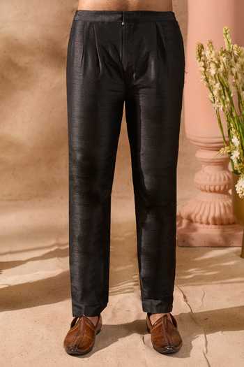 Buy_Arihant Rai Sinha_Black Silk Embroidery Sherwani And Pant Set _Online