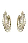 Shop_Prihan Luxury Jewelry_Gold Plated Stones, Crystals Embellished Hoop Earrings _at_Aza_Fashions