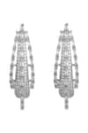 Prihan Luxury Jewelry_Silver Plated Stones, Crystals Embellished Sculptural Hoop Earrings  _Online_at_Aza_Fashions