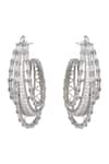 Shop_Prihan Luxury Jewelry_Silver Plated Stones, Crystals Embellished Sculptural Hoop Earrings  _at_Aza_Fashions