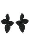 Prihan Luxury Jewelry_Black Stones Floral Pave Stud Earrings _Online_at_Aza_Fashions