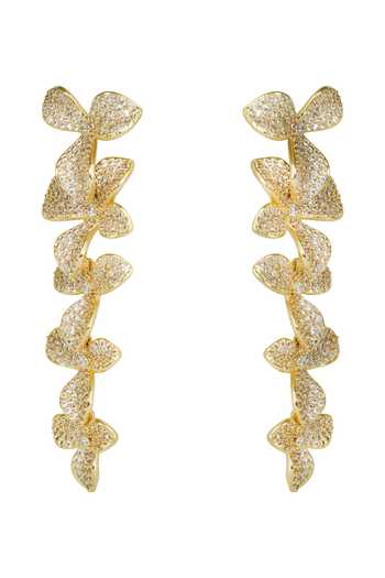 Prihan Luxury Jewelry_Gold Plated Pave Floral Pattern Earrings _Online_at_Aza_Fashions