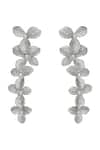 Shop_Prihan Luxury Jewelry_Silver Plated Stones, Crystals Floral Cutwork Earrings _at_Aza_Fashions