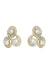 Prihan Luxury Jewelry_Gold Plated Pearls, Stones Cluster Stud Earrings _Online_at_Aza_Fashions