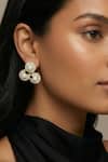 Buy_Prihan Luxury Jewelry_Gold Plated Pearls, Stones Cluster Stud Earrings _at_Aza_Fashions